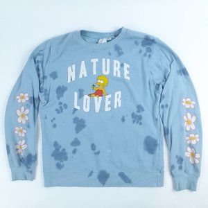 Mad Engine The Simpsons Lisa Sweatshirt Womens Medium Fleece Tie Dye Cotton Poly